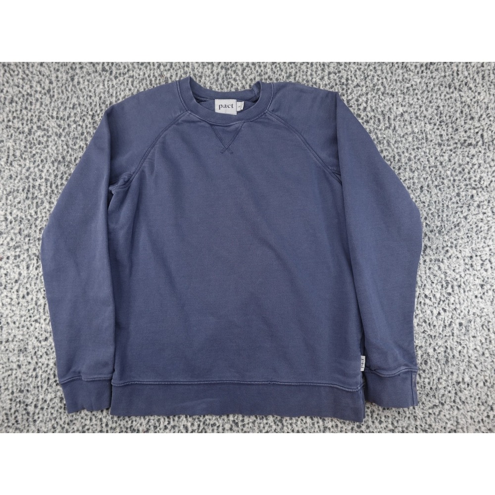 Pact Organic Cotton Sweatshirt Mens‎ Large Navy Blue Good Raglan Crewneck X653